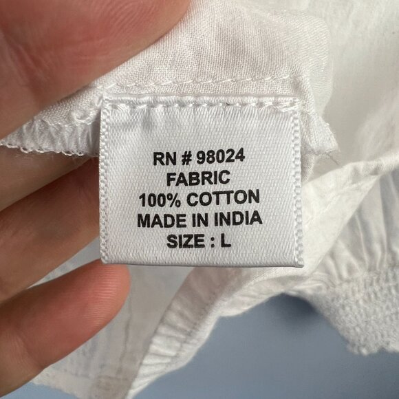 Jennifer & Grace White Lace Scoop Neck Puff Sleeve Blouse Size L Boho Gypsy - Picture 6 of 7